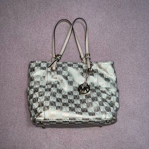 MICHAEL Michael Kors gold and neutral tote purse